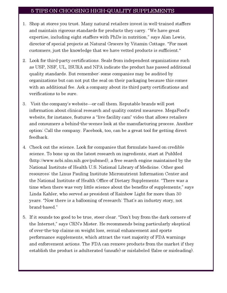 TIPS FOR SUPPLEMENTS